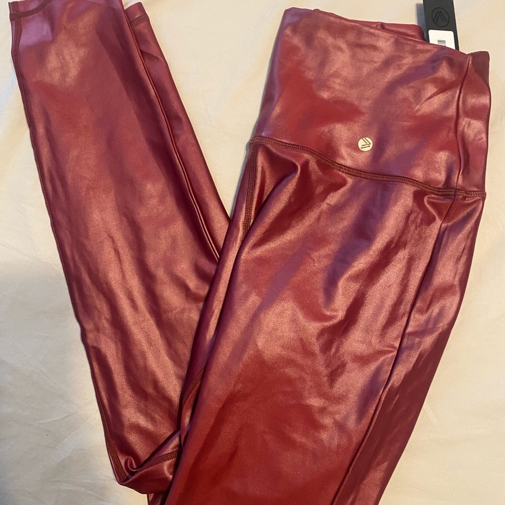 Savvi Red faux leather leggings